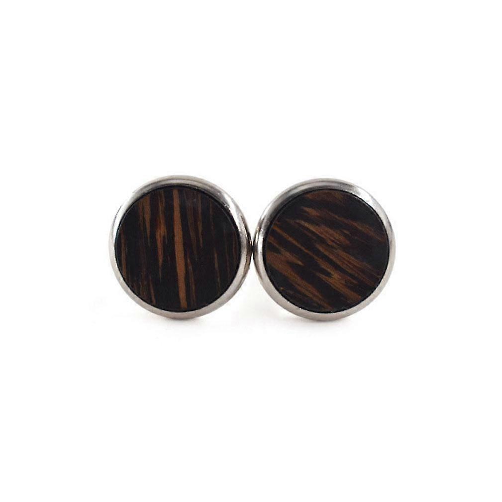Round Cufflinks Solid Wood Black Walnut Wood Cuffs Cufflinks