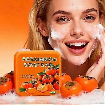 100g Persimmon Soap Bar, Natural Odor Body Control Wash, Deep Cleaning Soap For All Skin Types For Men and Women.B2
