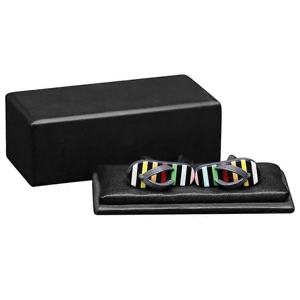 GDesign Multi-Stripe Flip Flop Design High Quality and Durable Button Cufflinks
