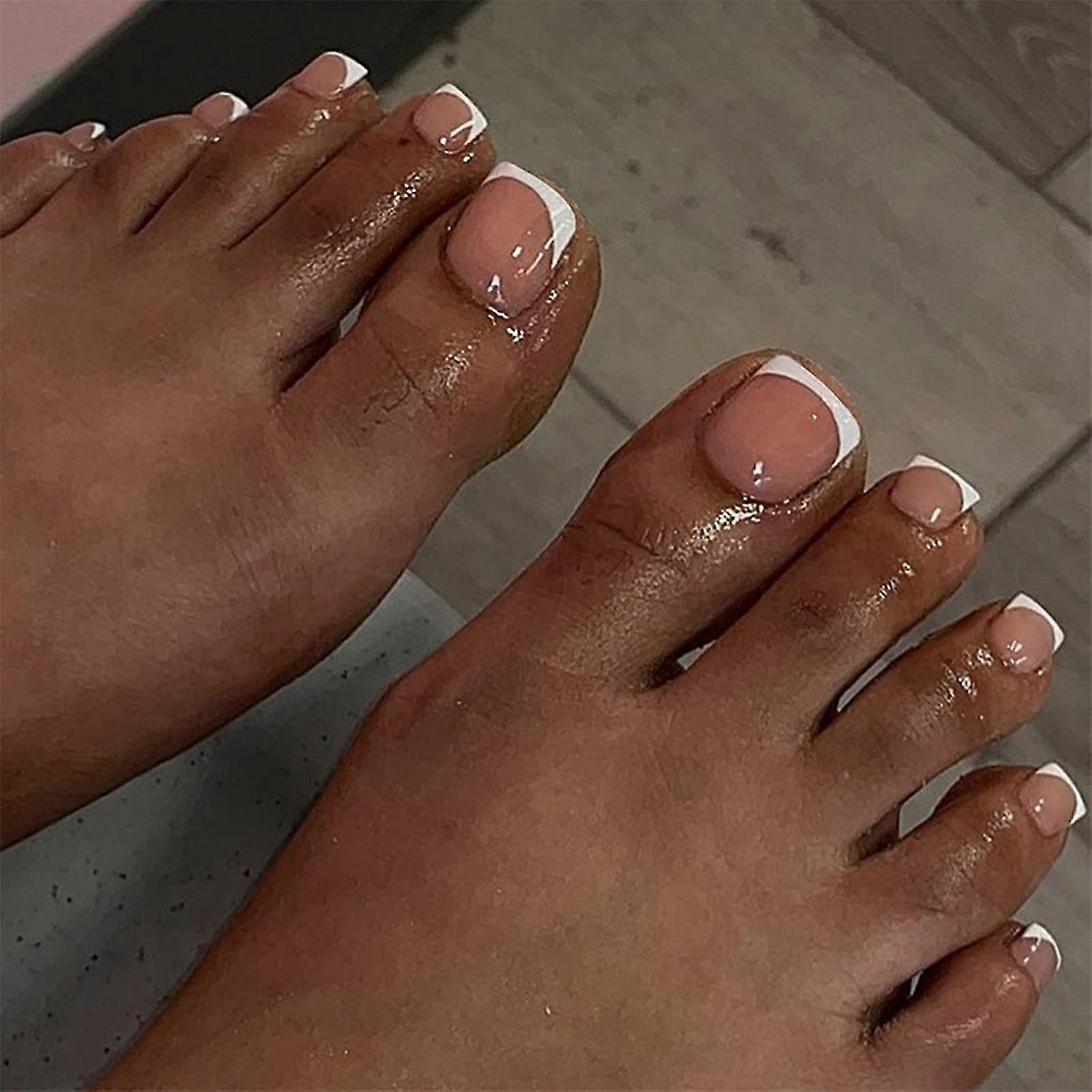 24pcs Press On Toenails Short ABS Tips