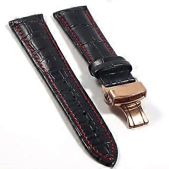 Lämplig för kalvskinn Äkta Ko Läder Klockband Bälte För Klockarmband Fjärilsspänne Ersättning 18mm 20mm 22mm 24mm klockarmband