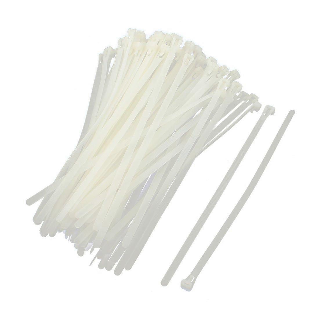 Reusable Nylon Zip Cable Ties 250mm White Adjustable Loop for Secure Wire Management 100 Pack