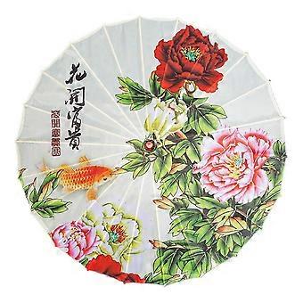 Chinese Oil Paper Umbrella with Handcrafted Bamboo Frame, Elegant Silk Canopy for Wedding Dance Decor