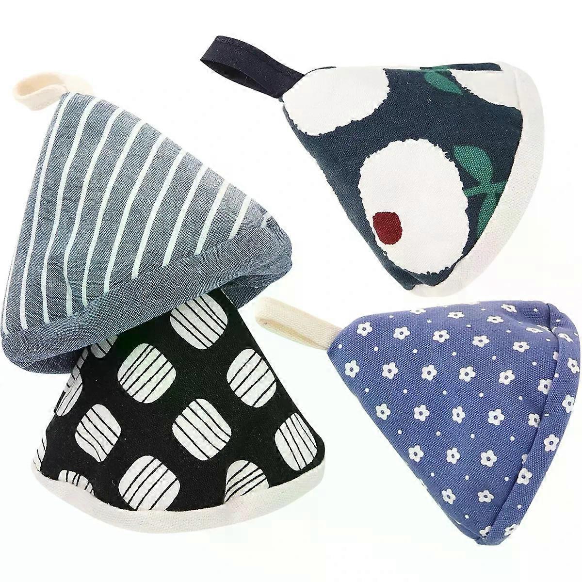 Cotton Triangular Heat Resistant Pot Handle Covers 4pcs for Kitchen