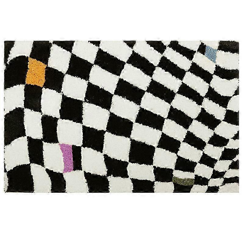 Black White Checkered Floor Mat