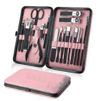 18pcs Manicure Set Nail Clipper Kit, Stainless Steel Pedicure Grooming Tools with Travel Case, Portable Care Kit for Home and Travel