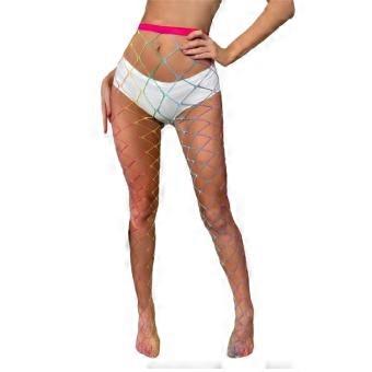 Women's Tights Colorful Fishnet Stockings.Ladies Hollowed out Mesh Rainbow Fishnet Pantyhose Female Club Party Hosiery