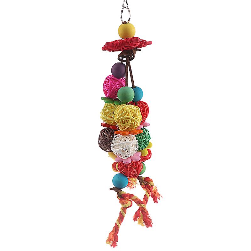 Cage Budgie Colorful Standing Rattan Swing Bird Bite Playing Pet Parrot Chew Toy