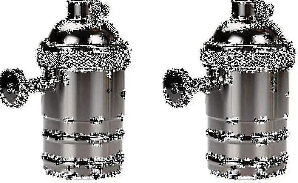2 Pcs Vintage Lamp Socket,e27 Lamp Adapter With Switch Black