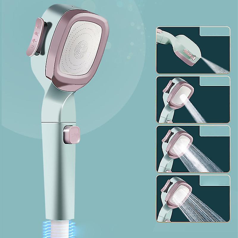 4 Gear Showerhead with Filter Strong Performance Stable Simple Universal Shower Head for Bathroom G1/2 Pink Blue