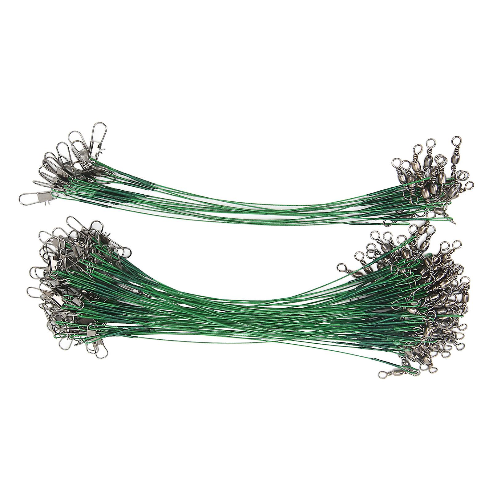 100PCS Fishing Leader Swivels Snap Anti Corroison Hard Steel Wire Leader for Saltwater 15cm / 5.9in