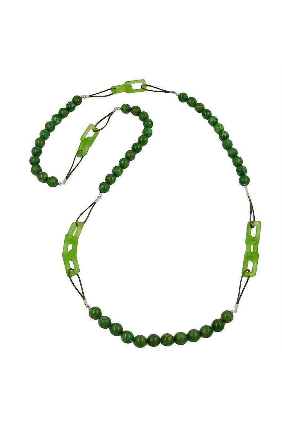 Necklace Beads Green Marbeled 110cm - Gl01327