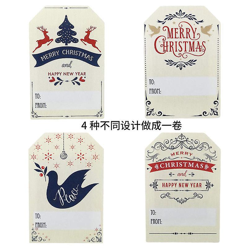 2X200pcs 4 Different Designs 2*3 Inch Christmas Sticker Roll Kraft Paper Gift Decorative Label Tape