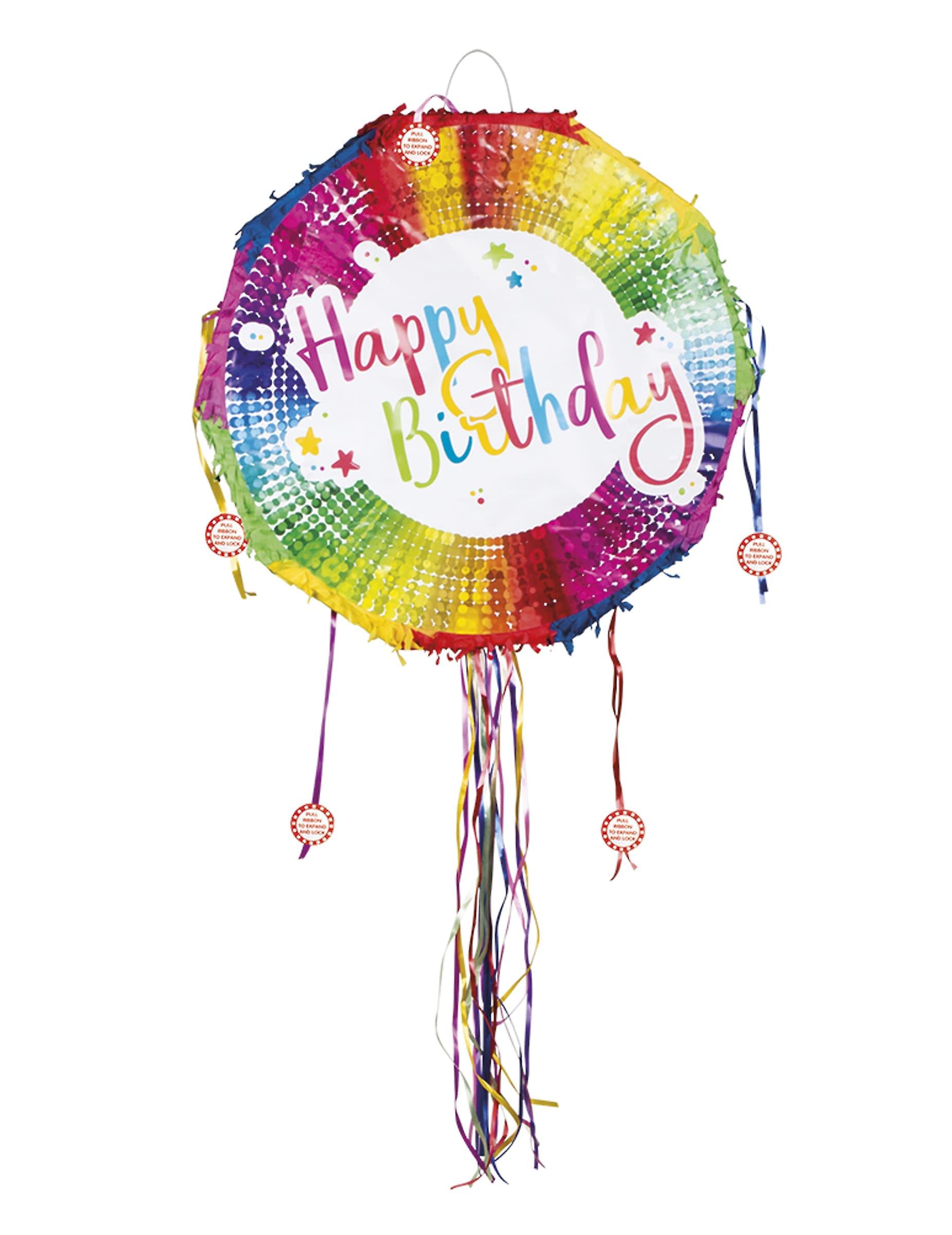 Piñata round multicolored Happy Birthday 40 cm