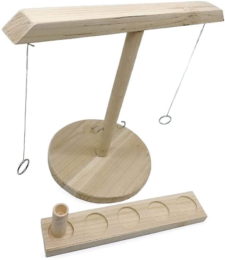 Hooks Ring Toss Games Handheld Board with Shot Ladder Bundle Handmade Wood Color Round shape