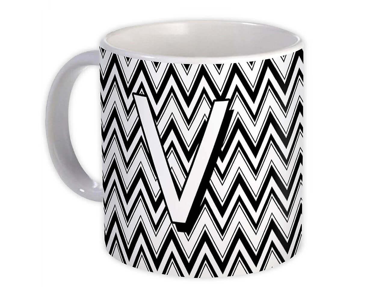 Darčekový hrnček: Monogram písmeno V abeceda