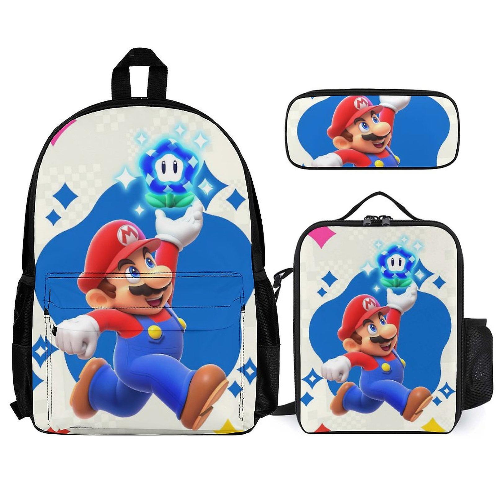 Super Mario Backpack Set, Backpack with Lunch Box And Pencil Case 3pcs Set
