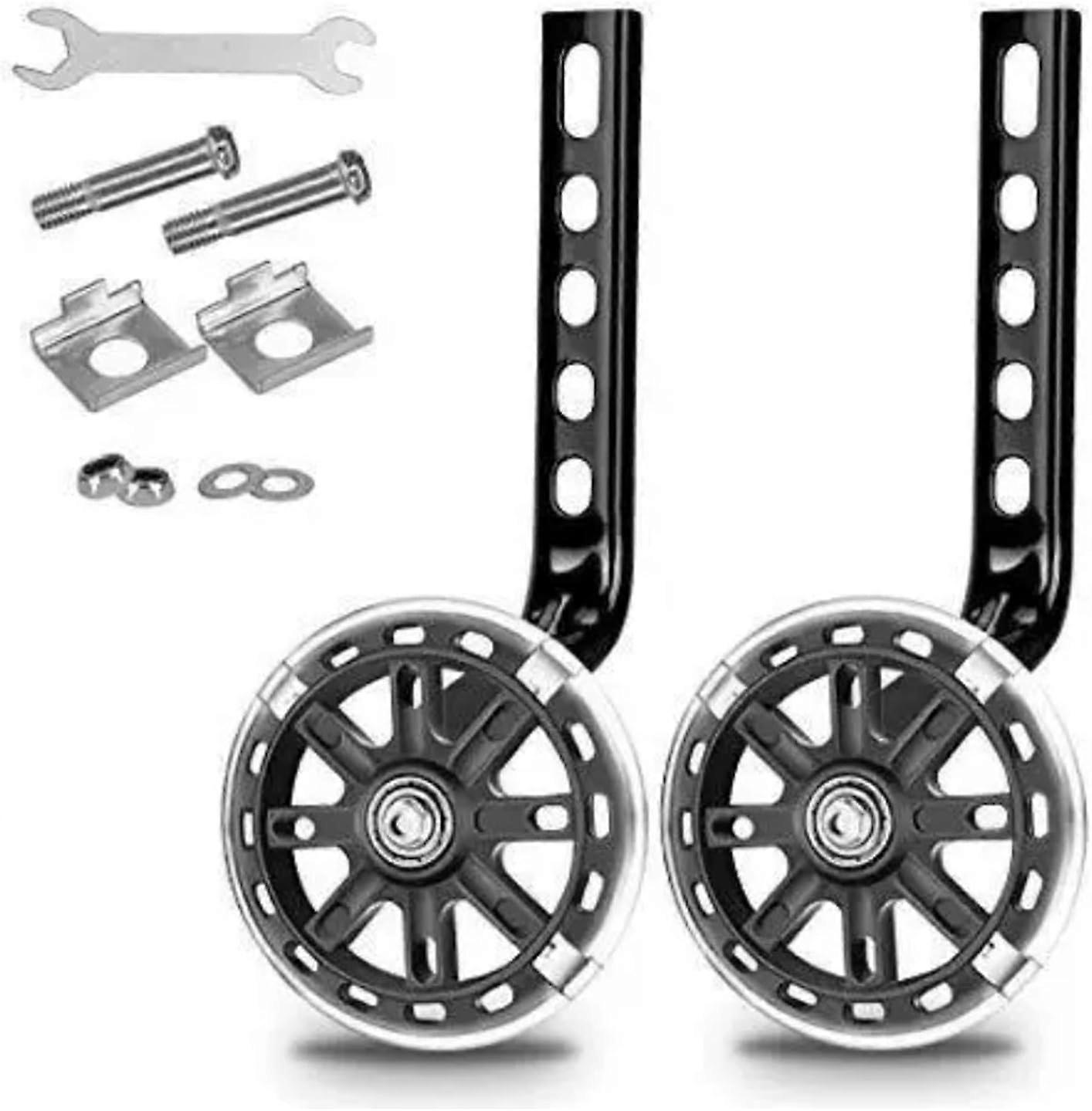 Sykkel Treningshjul Mute Blinkende Hjul Med Sykler Stabilisator Montert Sett For 12 14 16 18 20 Tommers EnkeltSpeed Sykkel Sykkel Hjul Svart