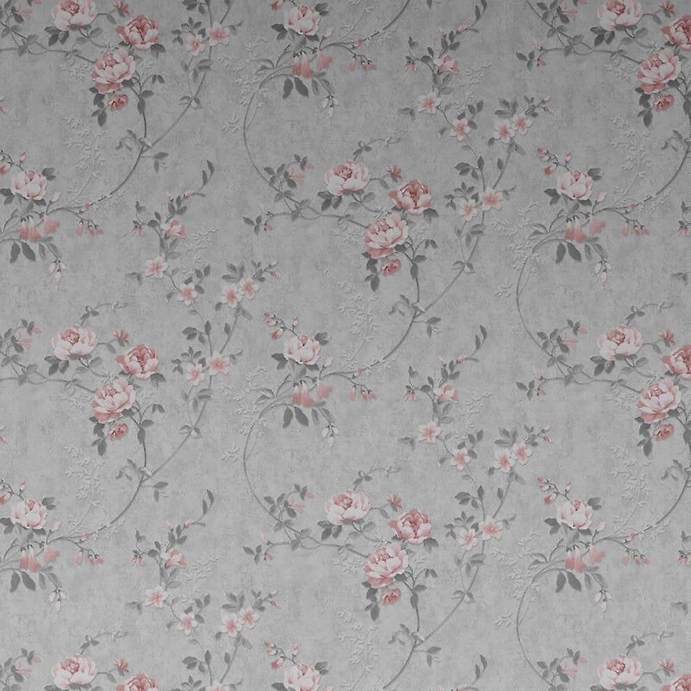 Bettany Floral Pink Grey Wallpaper