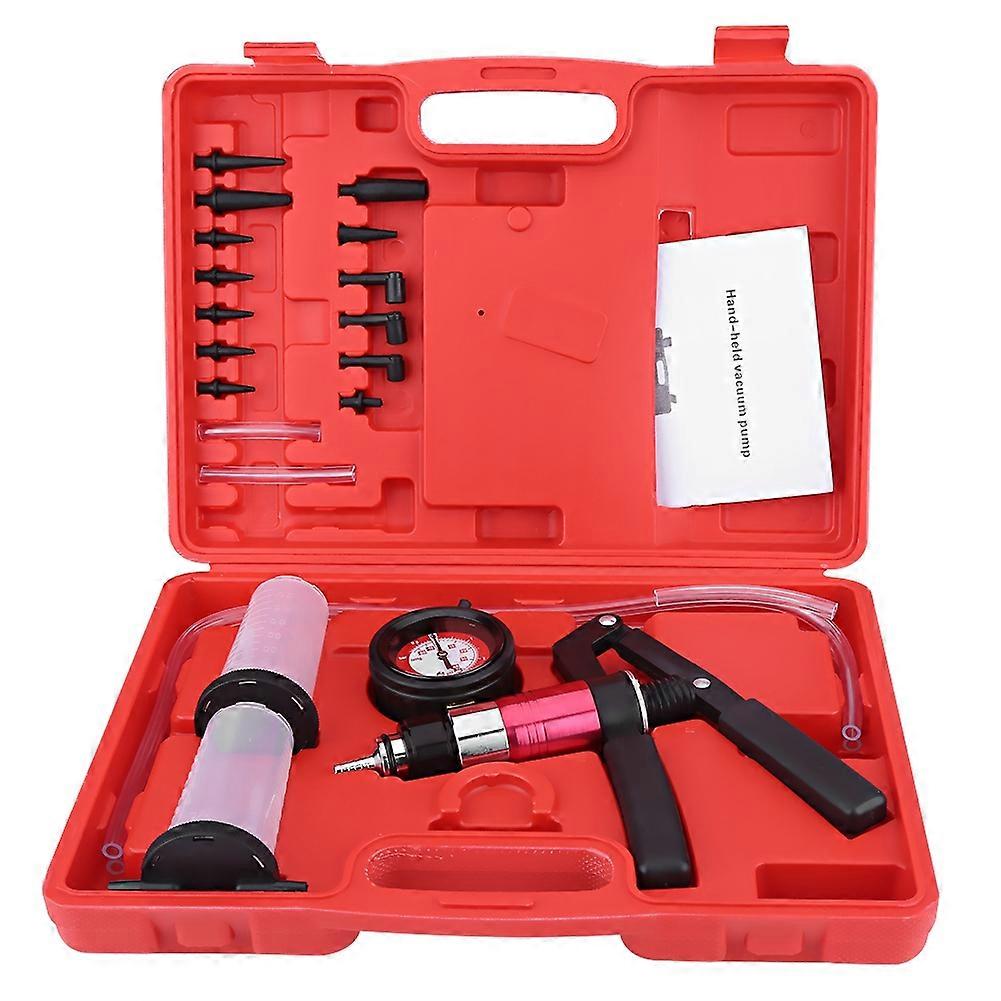 Auto Hand Held Vacuum Pump Pressure Tester Kit Brake Bleeder Test Tool Set with Adapters E2U494
