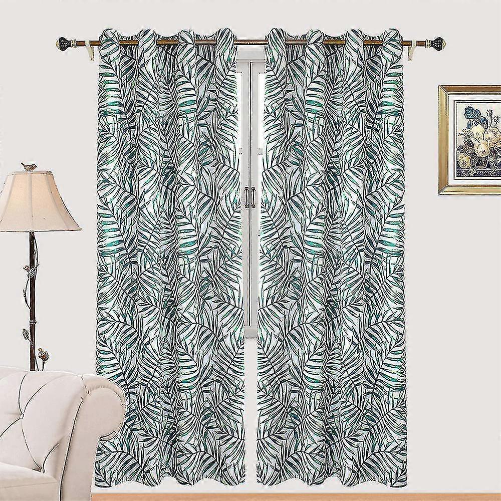 Leaf Print Polyester Blackout Curtains  132*183CM