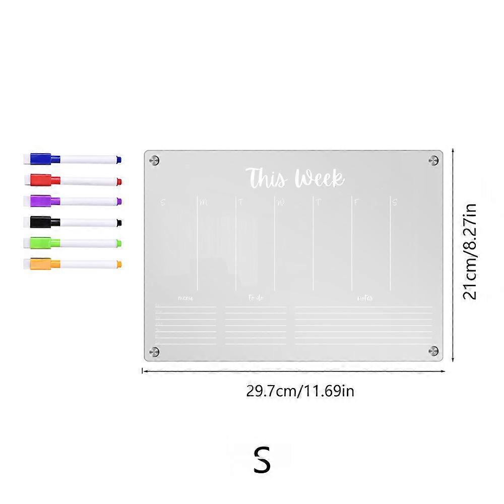 1 Set of Clear Weekly Planner Board Dry Erase Message Board Magnetic Schedule Clear Board