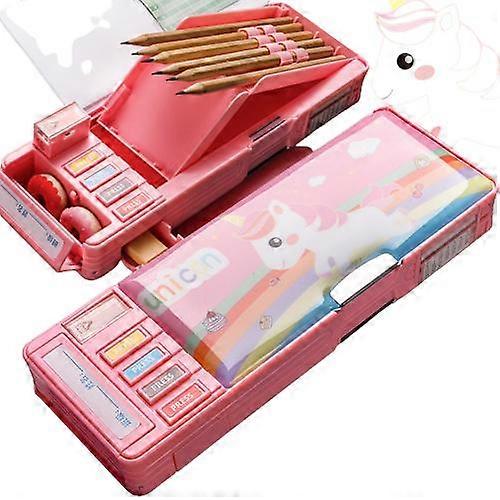 Multifunction Pencil Case Pencil Box With 2 Compartments For Students - Cartoon Pattern