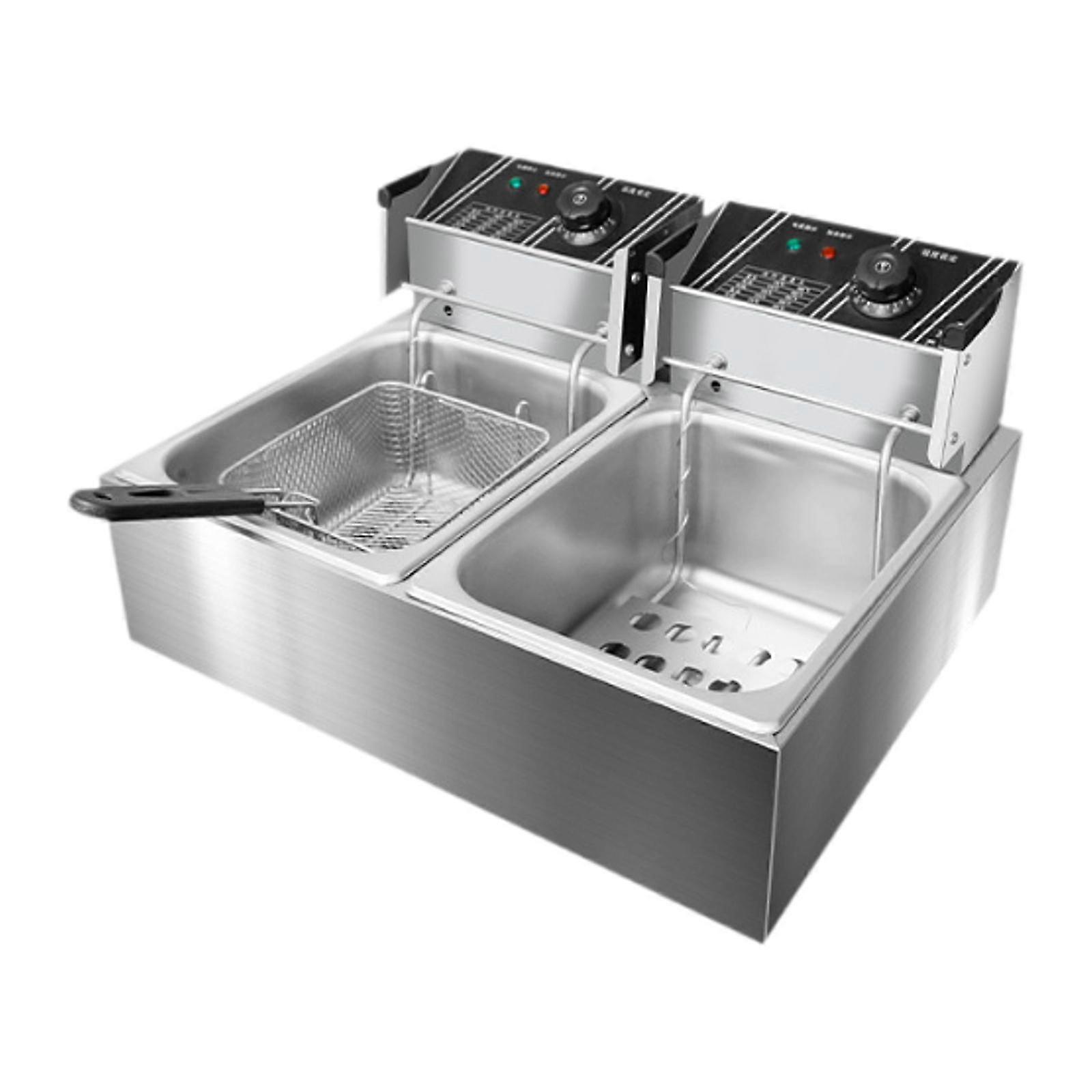 סיר טיגון עמוק חשמלי נירוסטה קל לניקוי מטבח טיגון שמן חשמלי עם סל אחד