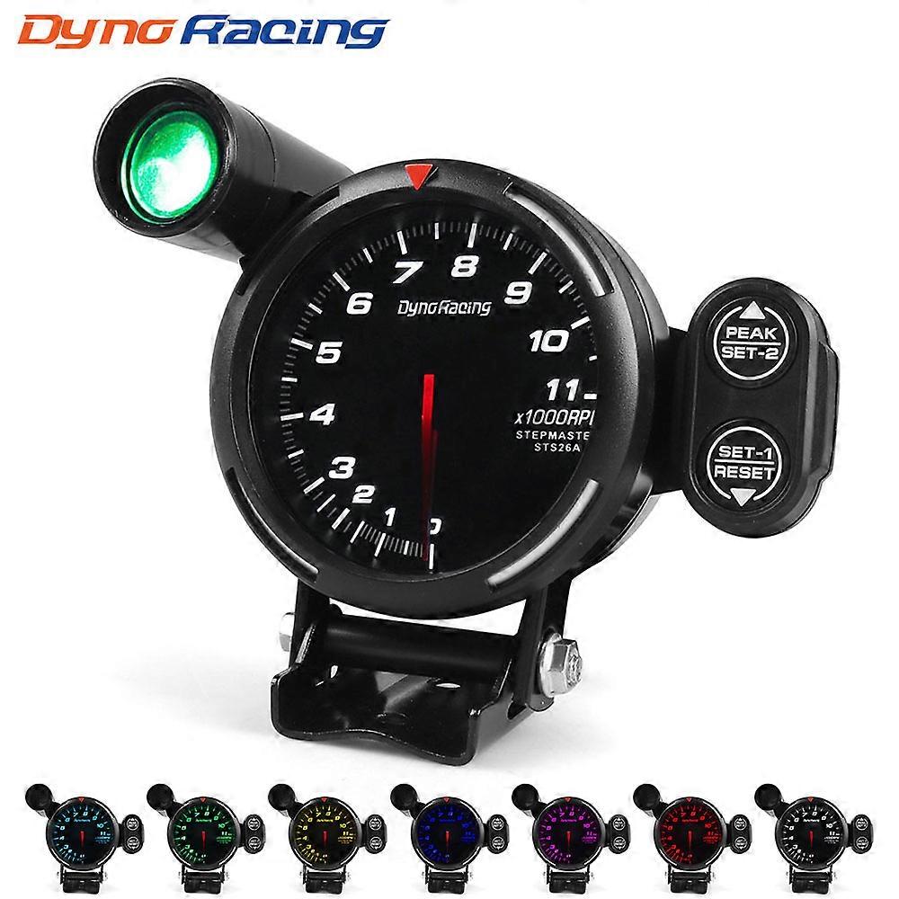 Dynoracing 80MM Tachometer RPM Gauge High Speed stepper motor 7 Colors 0-11000  RPM Meter With Shift Light and Peak warning