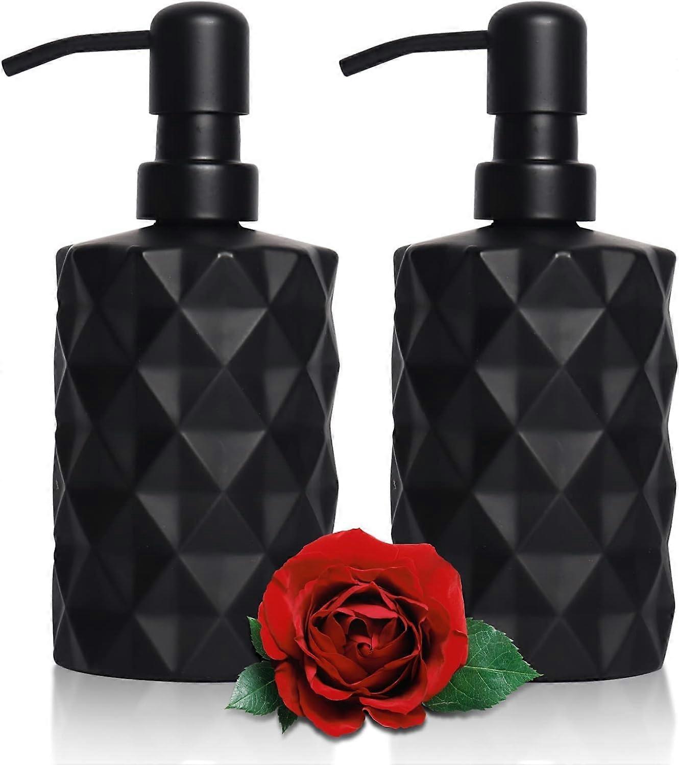 Glass såpedispenser, 330ml såpedispenser med rustfri metallpumpe, 12 oz påfyllbar håndsåpedispenserflaske 2stk