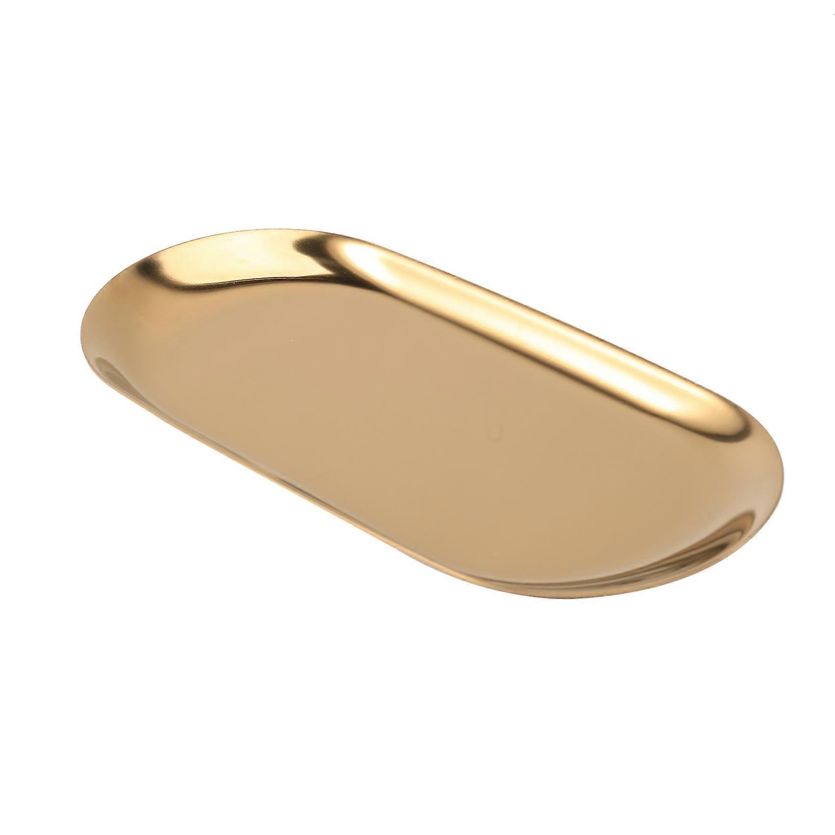 Metall-Ablagefach, goldfarben, oval, gepunktet, Obstteller, kleine Gegenstände, Schmuck-Display-Tablett, Spiegel