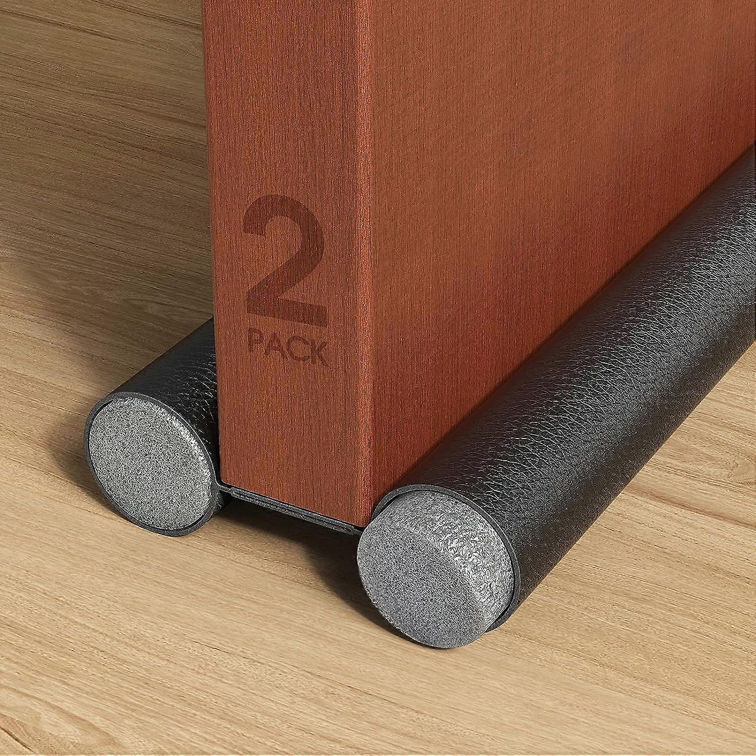 Black Twin Door Draft Stoppers,2 Pack Draft Blocker For Bottom Of Door Guard Noise Light Odor Reduction Windshield Energy Saving Under Door Seal