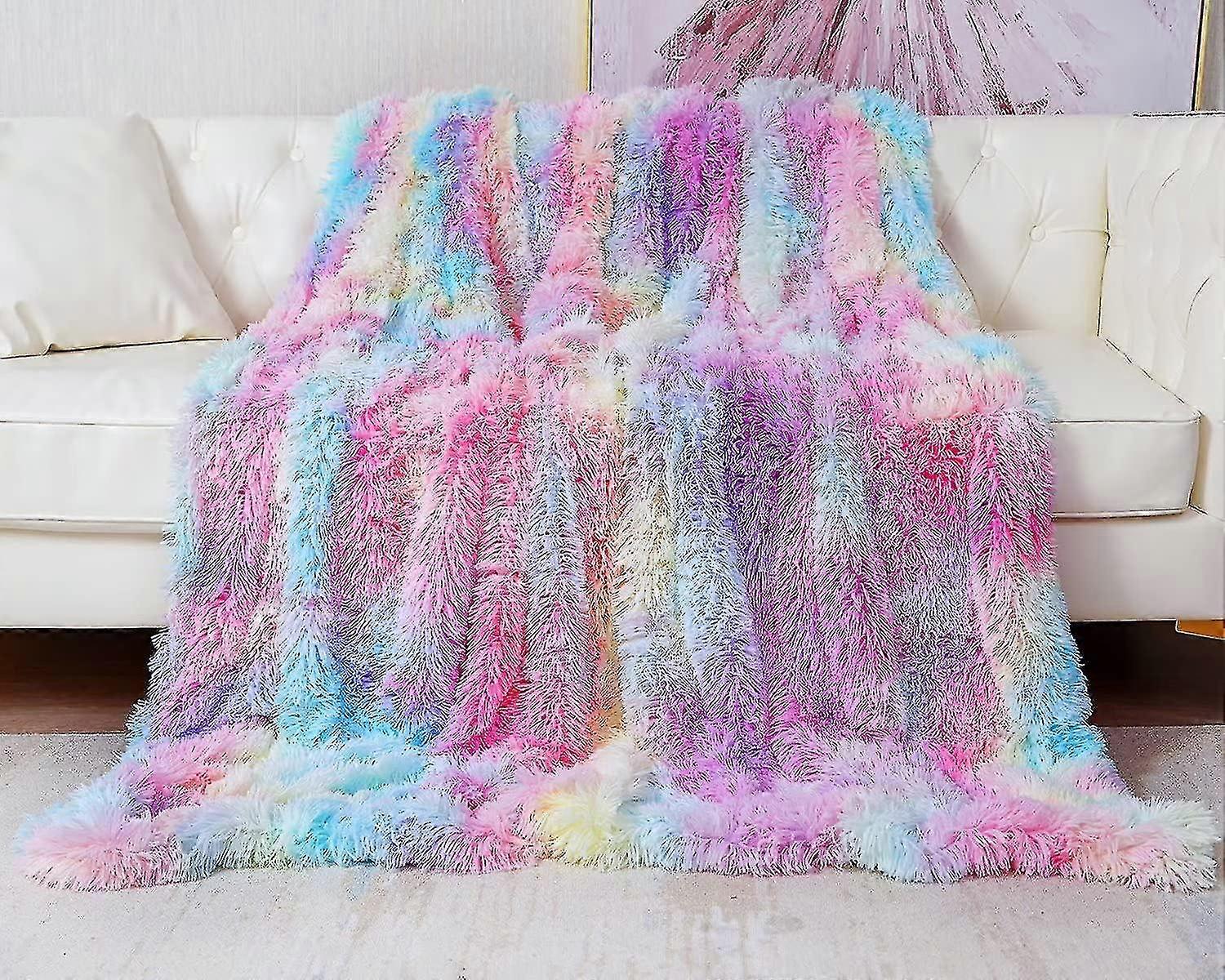 Rainbow Blanket Fluffy Blanket Ultra Warm Blanket Soft And Comfortable Throw
