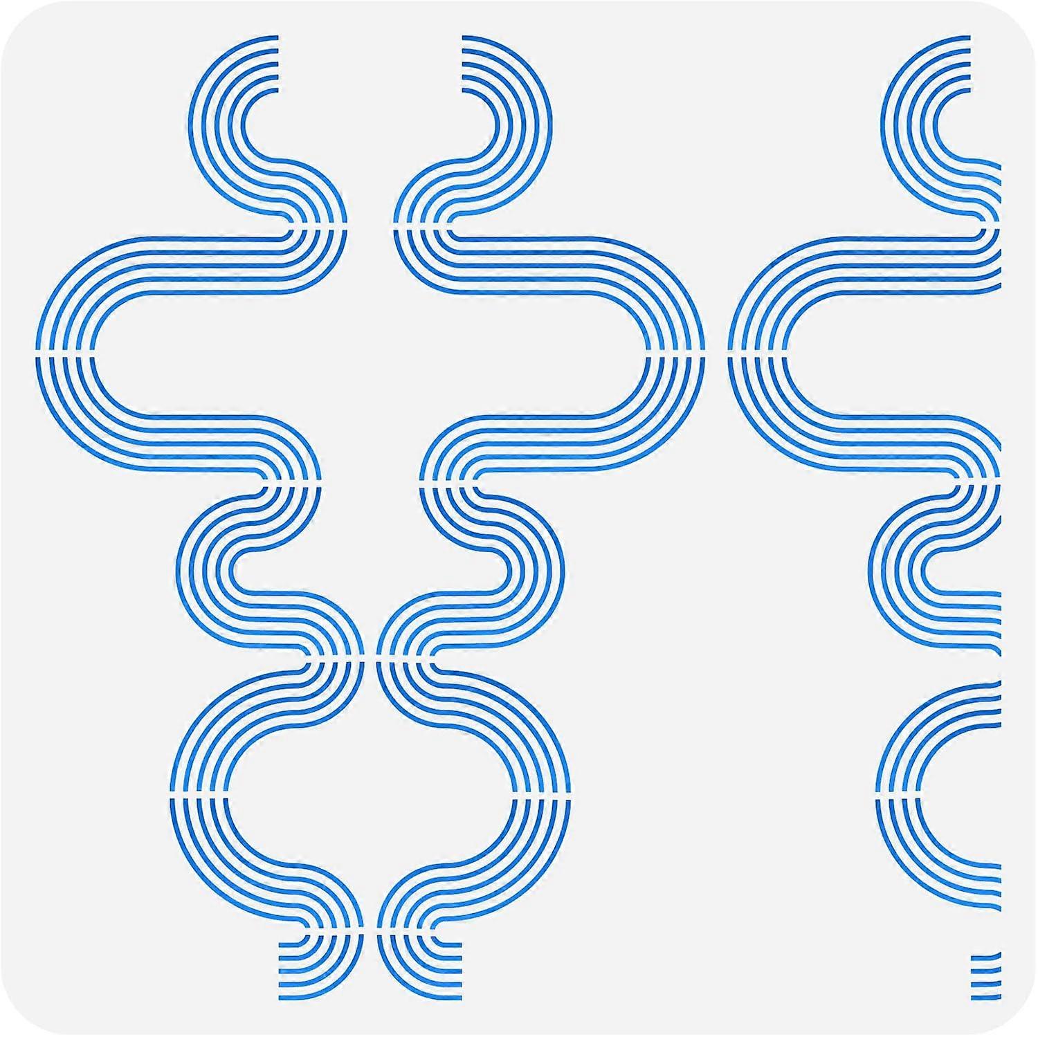 Waves Stencil 11.8x11.8 inch Sound Wave Stencils Modern Waves Painting Stencils Plastic Geometric Line Pattern Stencil Reusable Stencils for Furniture