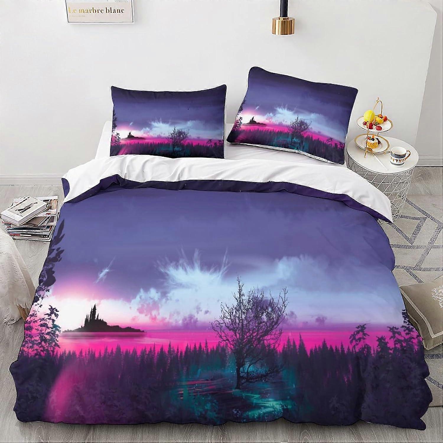 غطاء لحاف سحري للمناظر الطبيعية ، طقم مفروشات للأطفال الصغار من المناظر الطبيعية غطاء لحاف + طقم غطاء وسادة - مقاوم للرطوبة ، مضاد للحساسية P 135 * 200 C
