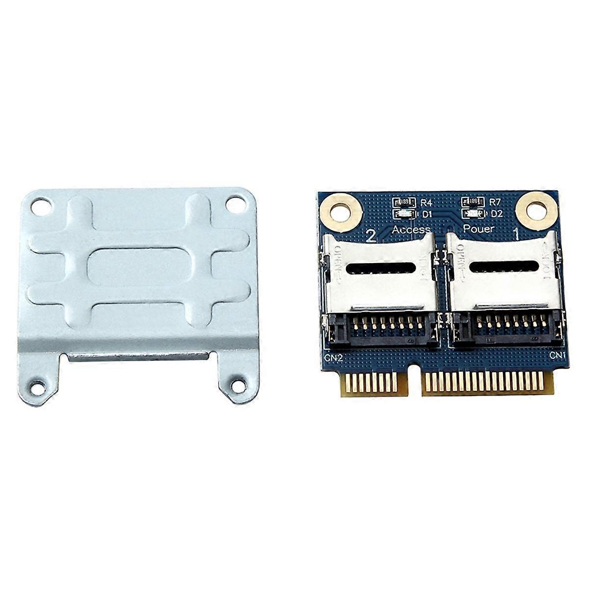 Mini Pci-E Adapter 2 SSD HDD for Laptop Dual Micro- SD SDHC SDXC TF to Mini PCIe Memory Card Reader