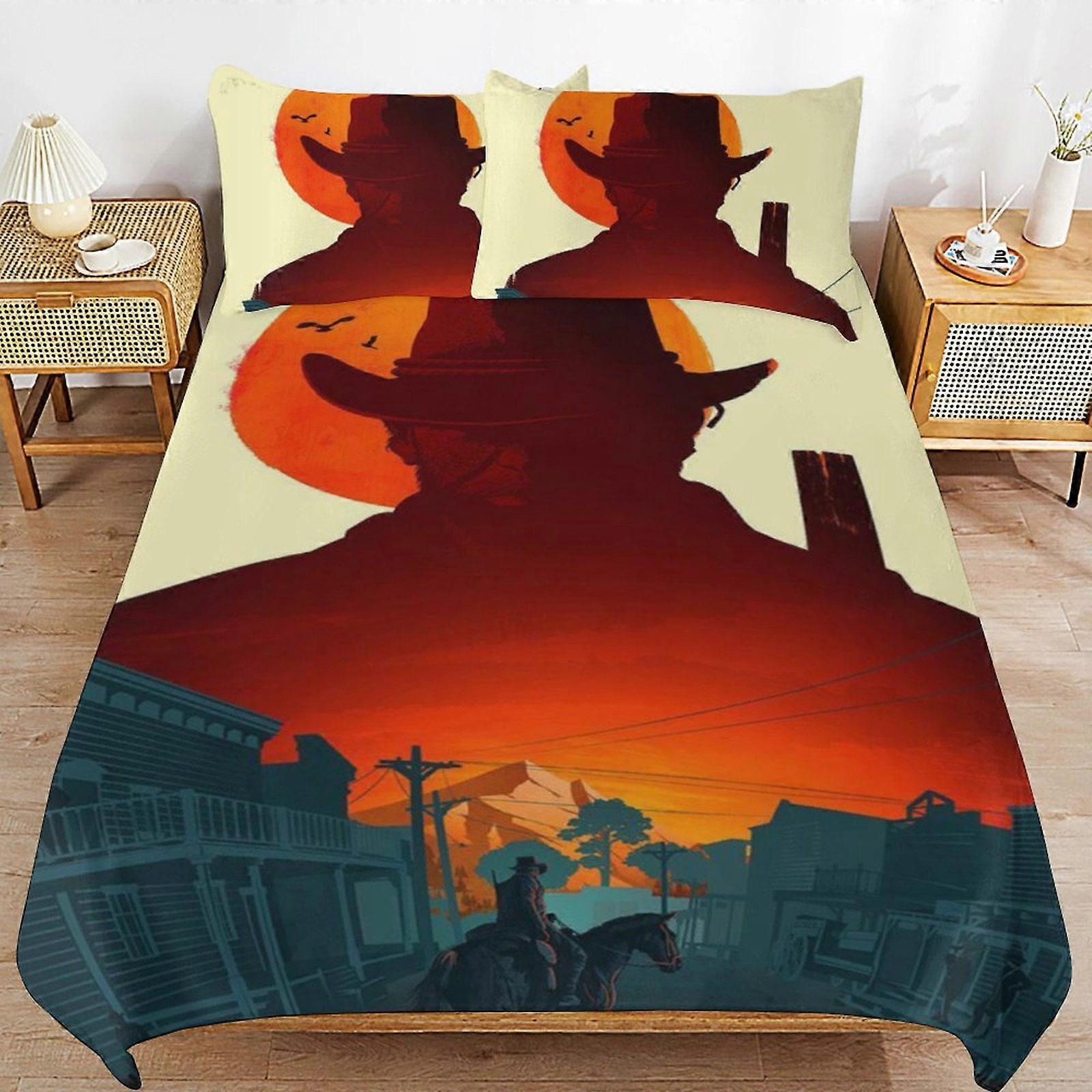 x229 Red Dead Redemption Comforter Set 3 Pieces Quilt Cover Set Soft Bedding Sets for All Seasons (1 Comforter  2 Pillowcases) hb229