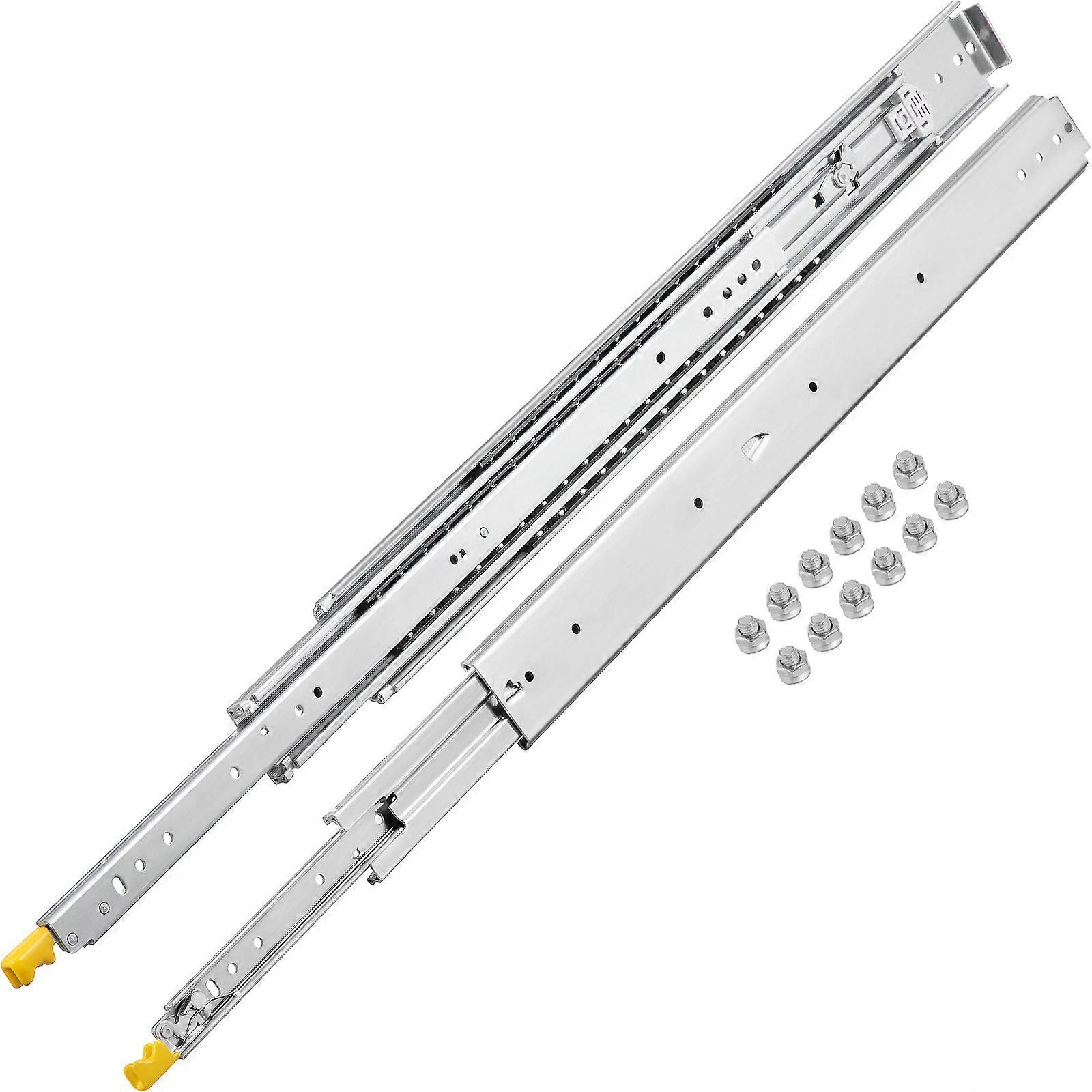 Drawer Slides with Lock, 1 Pair 60 inch, Heavy-Duty Industrial Steel up to 500 lbs Capacity, 3-Fold Full Extension