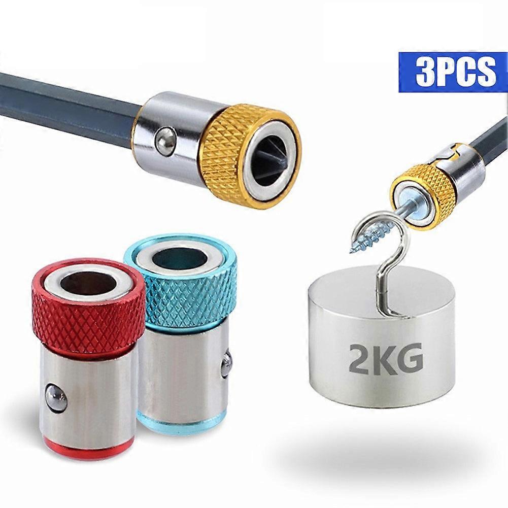 Strong Magnetizer Ring For Metal Drill Head Screwdriver Bits Enhanced Magnetic Force Easy Extraction 3PCS Yellow/Red/Blue