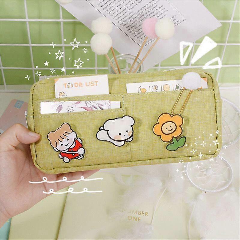 Mignon étui à crayons Sac Oxford Tissu Maquillage Pinceau Stylo Rangement Organisateur avec Poches Latérales Fermeture à Glissière pour Bureau Étudiant Nouveau
