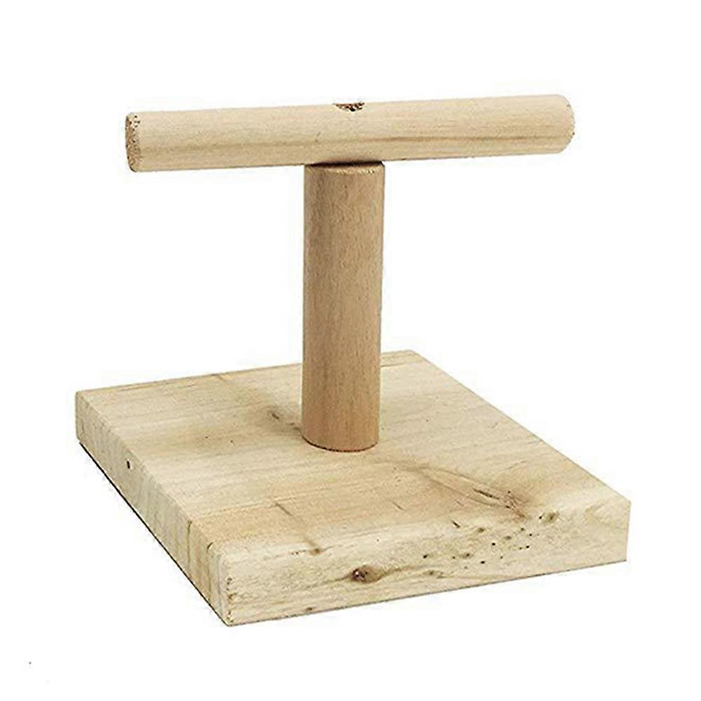 Pet Bird Parrot Wooden Stand Perch Playground Platform Cage Chew Playing Toy