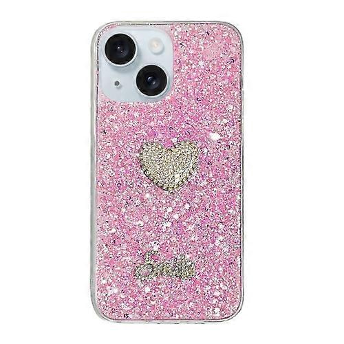 For iPhone 15 Starry Sequin Diamond Heart Epoxy TPU Mobile Phone Case