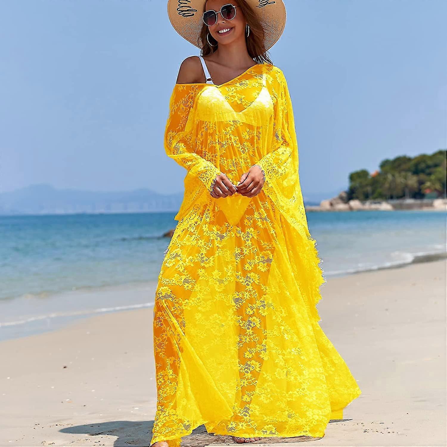 Abito Caftano Ricamato Boho - Copricostume Spiaggia, Loungewear, Taglia Unica, Nero, Poliestere Morbido - Foto 7