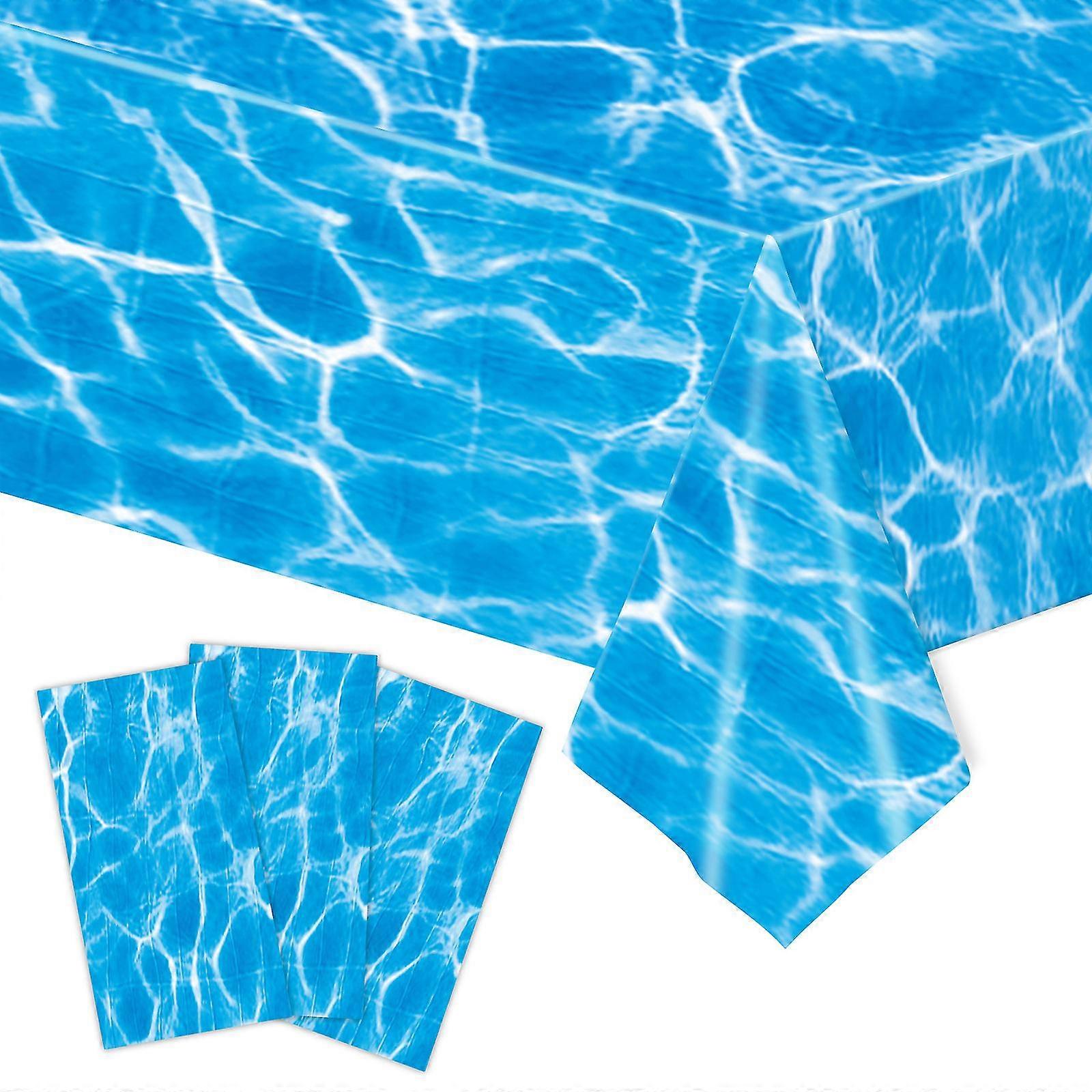 כיסוי שולחן Ghyt 54 אינץ' x 108 אינץ' עם הדפסת מים רגילים מפת שולחן מפלסטיק, 54 x 108, 3 יח'