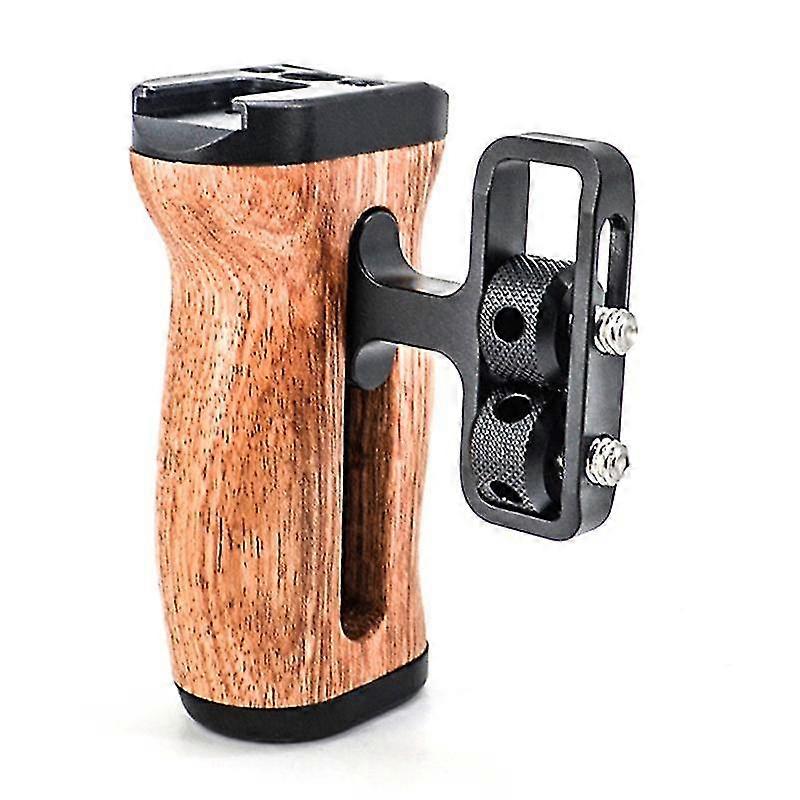 Multi-function Camera Cage Left/right Side Handle For Photo Expand Cage Wooden Handle Grip Cold Shoe For Mic Video Light