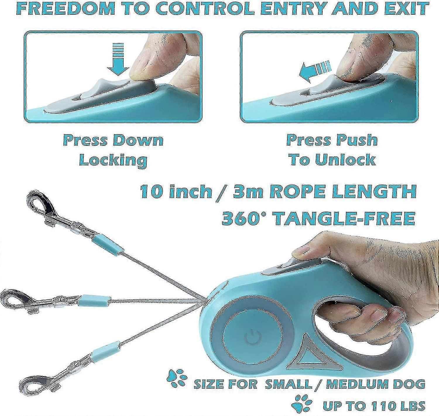 Dog Leash Retractable Dogs Leashes With Led Bright Flashlight Walking ...