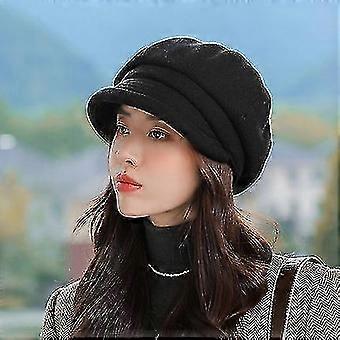 Women Winter Hat Ladies Vintage Bowler Bucket Hat Soft Octagonal Hat Women Autumn And Winter Thickened Warm Beret