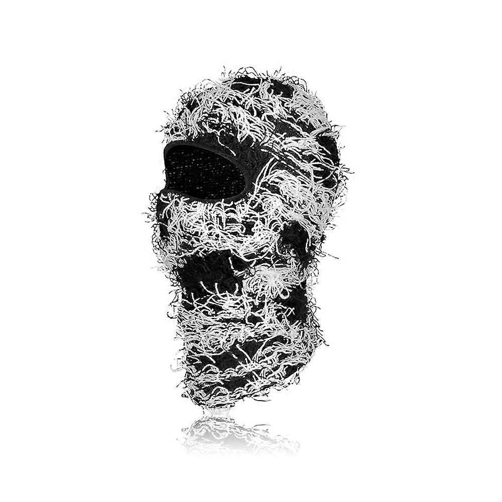Distressed Balaclava Hat Ski Mask Full Face Knitted Balaclava Men Women Winter Warm Windproof Cap for Cold Weather