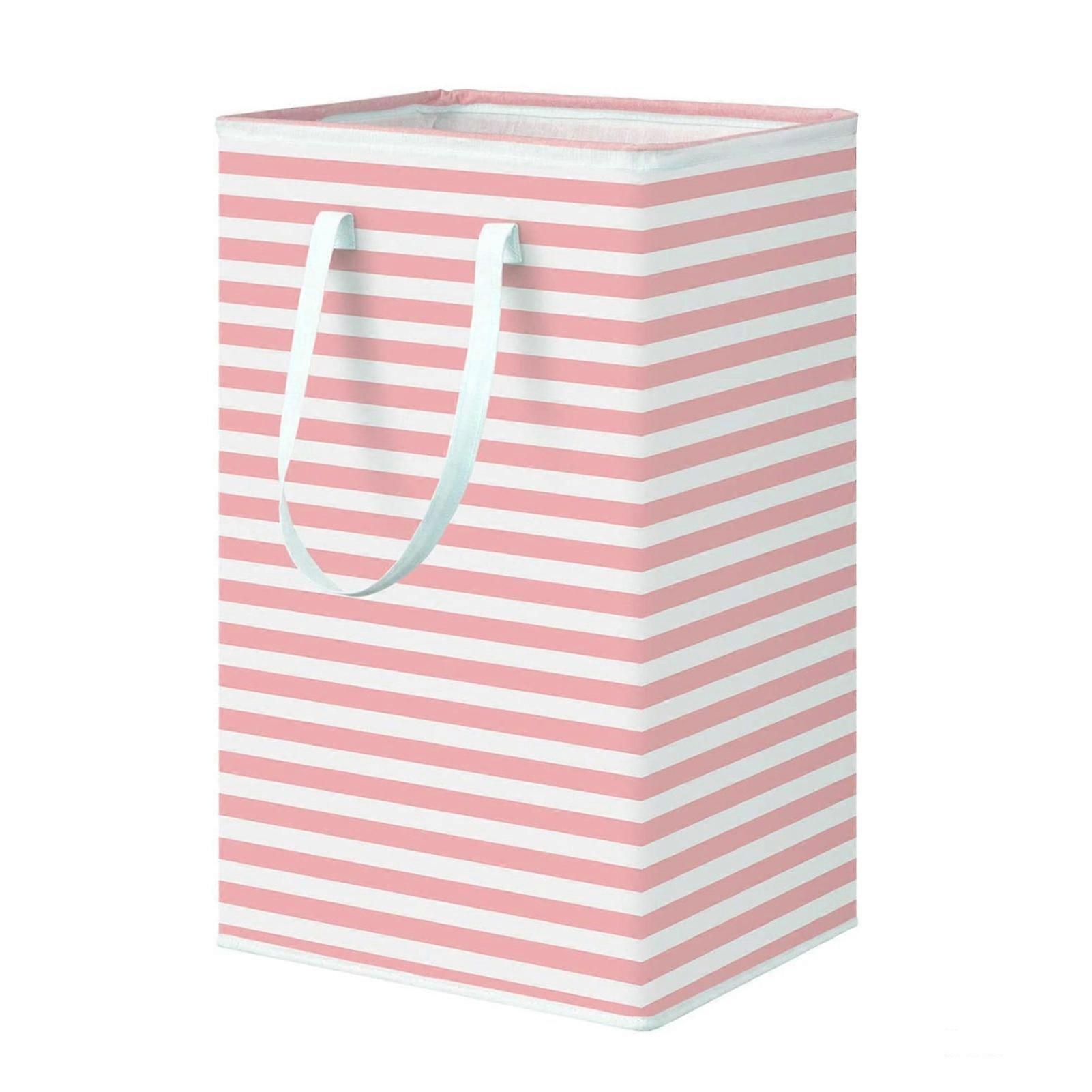 75000ml Laundry Basket with Double Handle Striped Printing Collapsible Dirty Clothes Hamper Bathroom Gadget for Daily Use KAESI