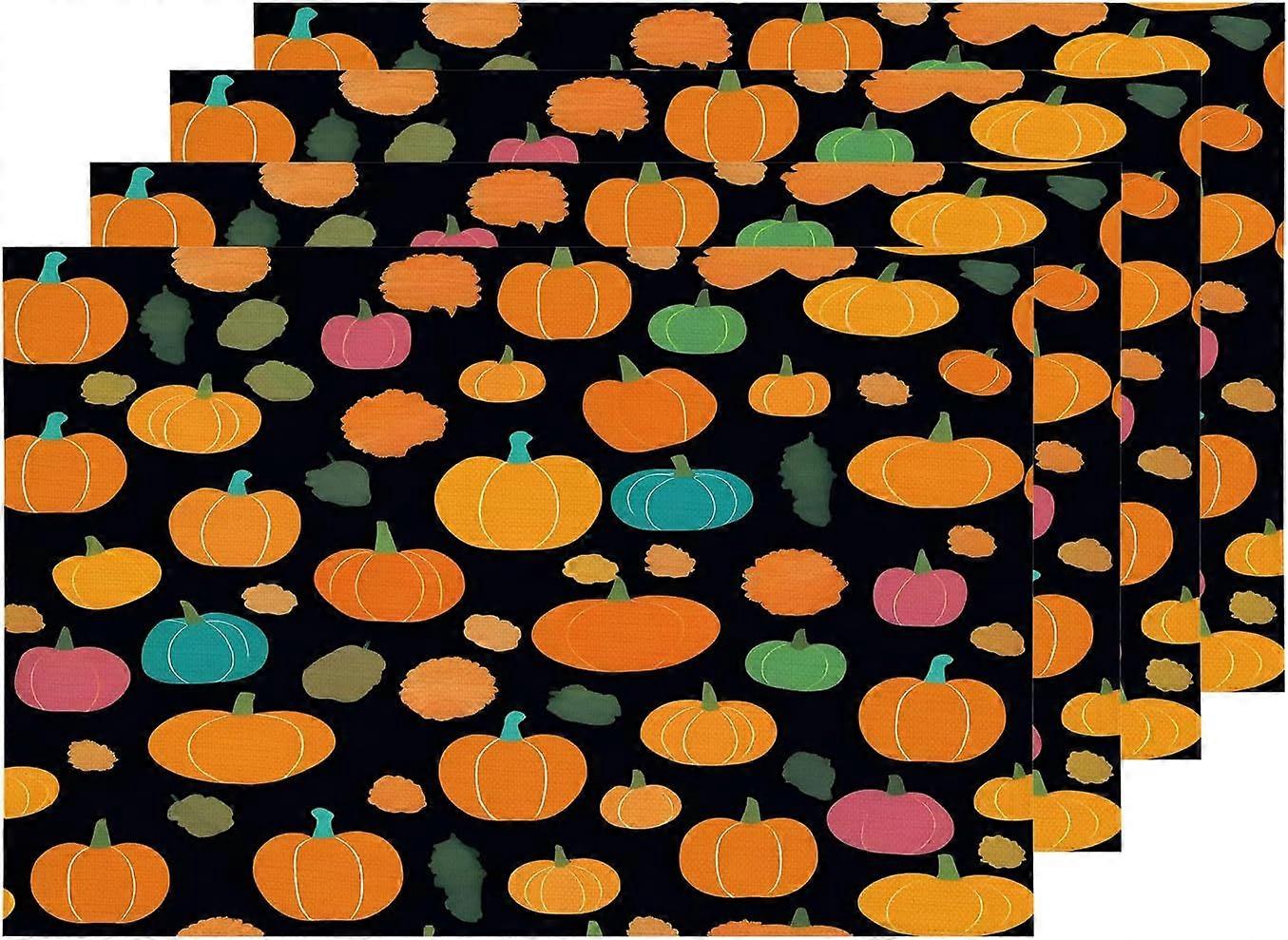 Mignon Halloween citrouilles napperons, fond noir rose bleu minuscule squash Table Mat toile de jute lavable à deux étages isolation thermique pour table à manger